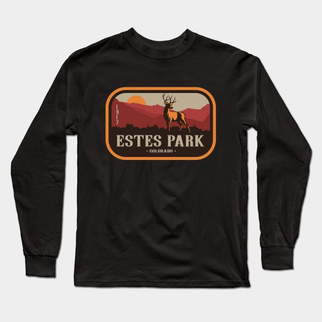 Vintage Estes Park Colorado Elk Apparel Long Sleeve T-Shirt by Terrybogard97